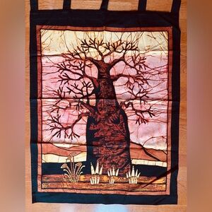 🇸🇿 Made in Swaziland Baobab Batik Wall Hanging. Hand Made. 28”x 38”
